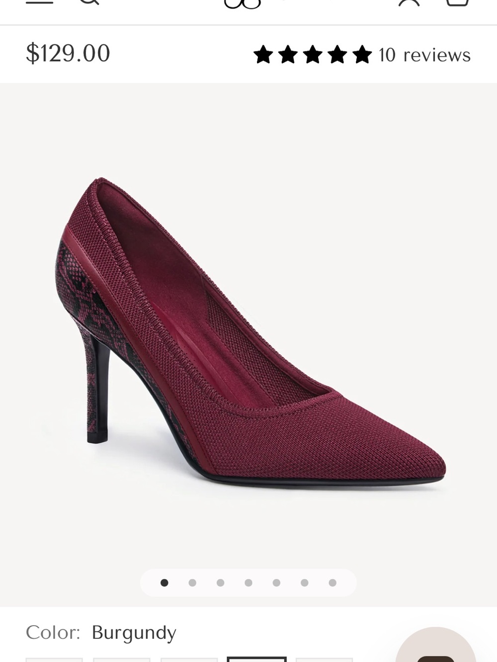 Cosy island Burgundy Pointed-Toe Knit Pump with Patterned Heel